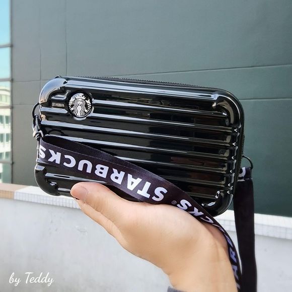 Starbucks 2023 small Black travel Case Adjustable Shoulder Strap & Wrist Strap